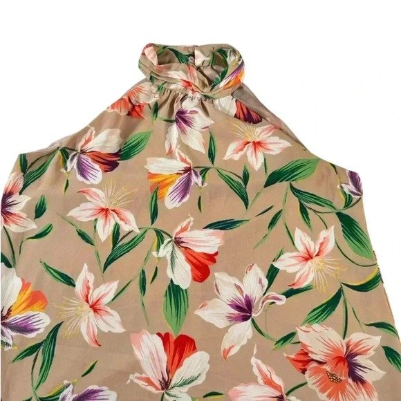 Lush Dress Women's Halter Tan Floral Fit & Flare Polyester Blend Size Small - Picture 5 of 9